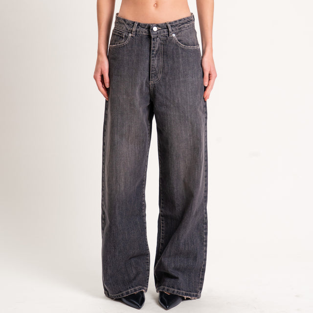 Zeroassoluto-Jeans XENA straight fit maxi tasche - denim nero