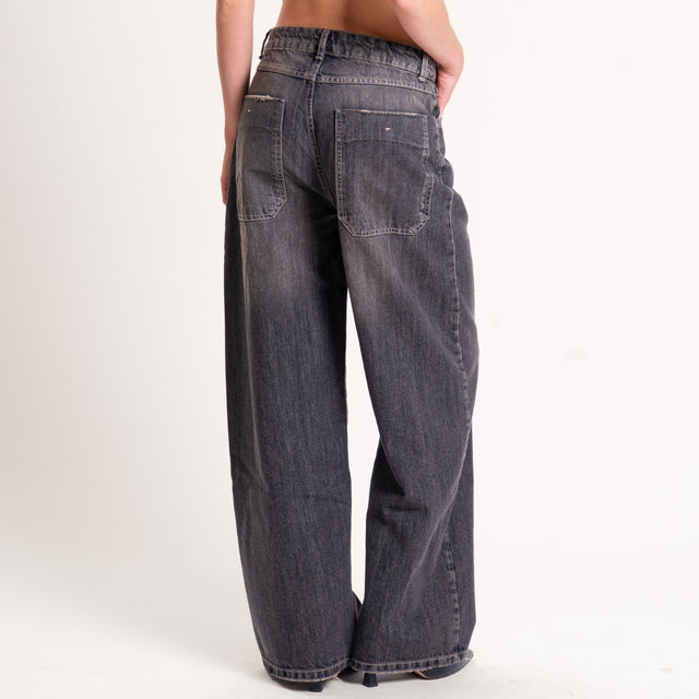 Zeroassoluto-Jeans XENA straight fit maxi tasche - denim nero