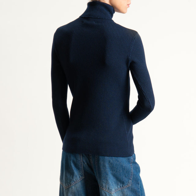 Zeroassoluto-Maglia collo alto a costine - blu