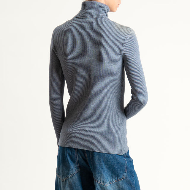 Zeroassoluto-Maglia collo alto a costine - grigio medio melange