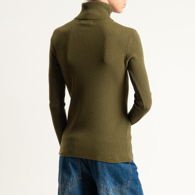 Zeroassoluto-Maglia collo alto a costine - olio