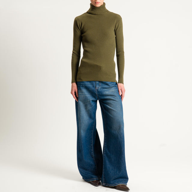 Zeroassoluto-Maglia collo alto a costine - olio