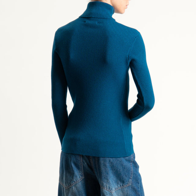 Zeroassoluto-Maglia collo alto a costine - ottanio