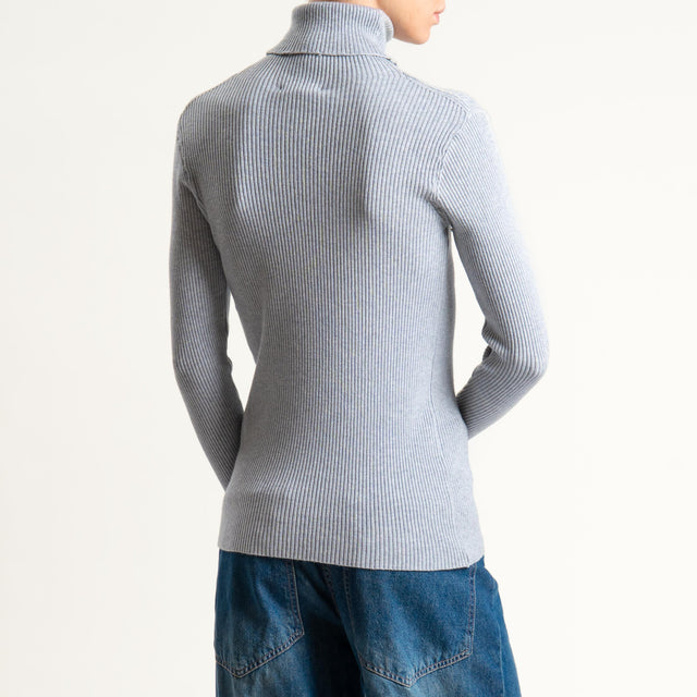 Zeroassoluto-Maglia collo alto a costine - perla