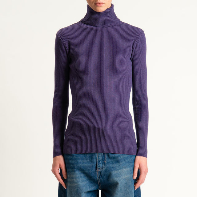 Zeroassoluto-Maglia collo alto a costine - uva