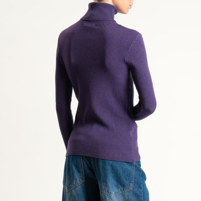 Zeroassoluto-Maglia collo alto a costine - uva
