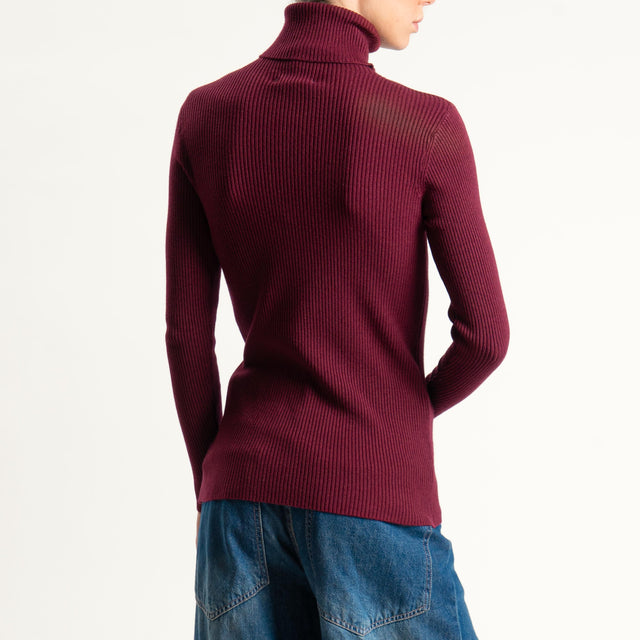 Zeroassoluto-Maglia collo alto a costine - Bordeaux