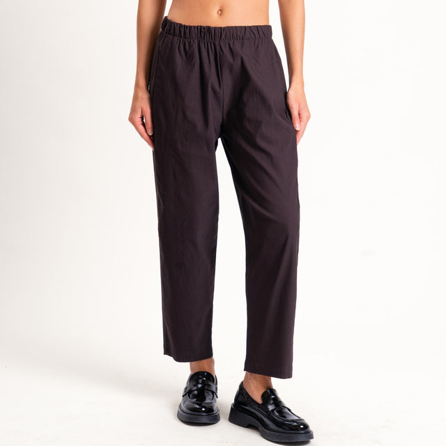 Zeroassoluto-Pantalone BILLY baggy tessuto elastico - moro