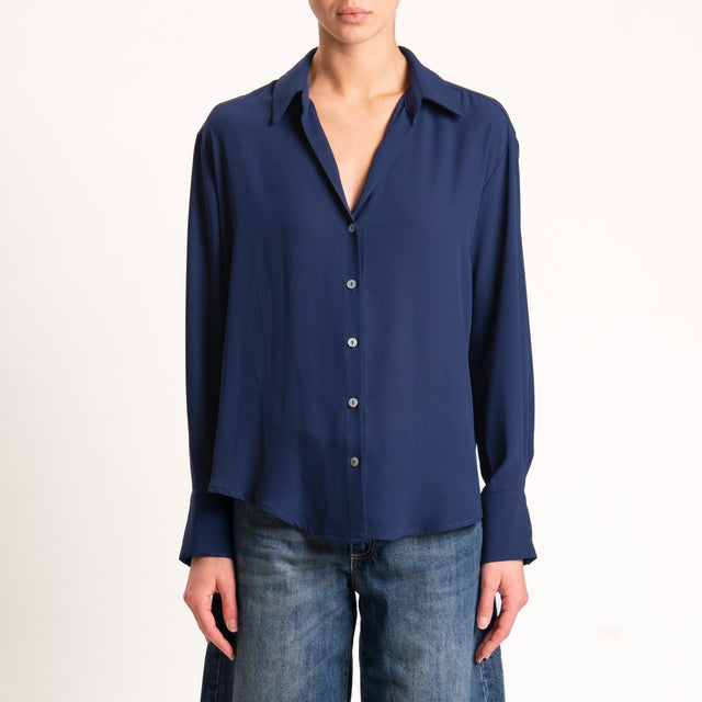 Zeroassoluto-Camicia CLAY MANO SETA - blu notte