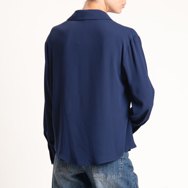 Zeroassoluto-Camicia CLAY MANO SETA - blu notte