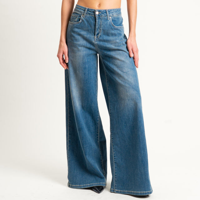 zeroassoluto-jeans KAM2 palazzo lavaggio medio elasticizzato - denim