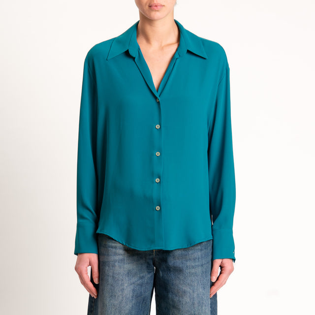 Zeroassoluto-Camicia CLAY MANO SETA - ottanio