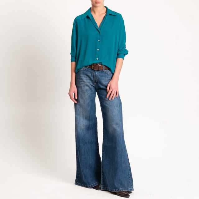 Zeroassoluto-Camicia CLAY MANO SETA - ottanio