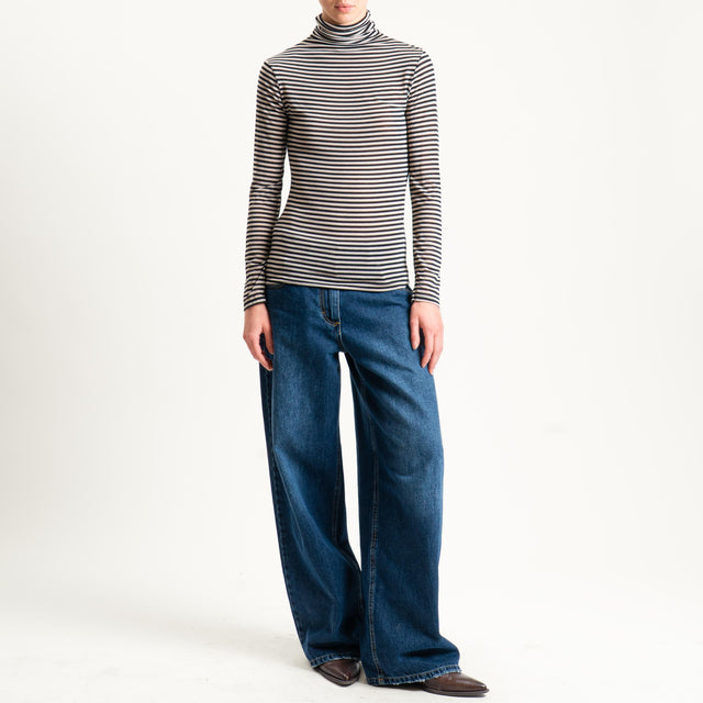 Zeroassoluto-Maglia sottile collo alto MISTO CASHMERE - sand/nero