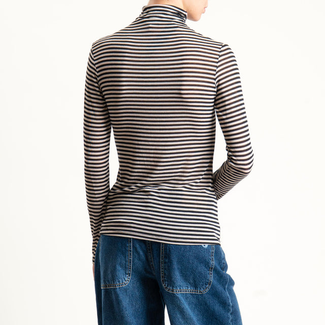 Zeroassoluto-Maglia sottile collo alto MISTO CASHMERE - sand/nero