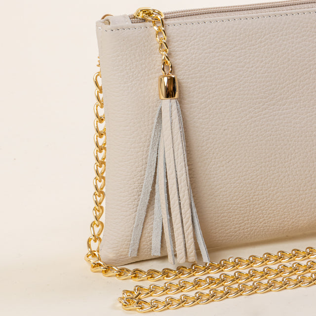 W by whitemood- Pochette with tassels - butter