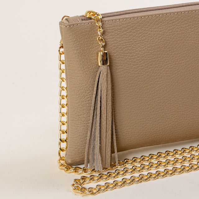 W by whitemood- Bolso clutch con borlas - taupe