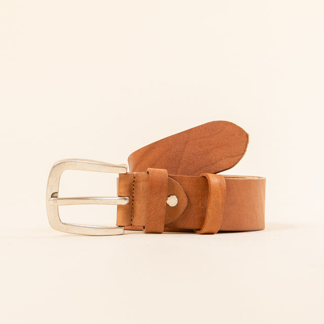 zeroassoluto-cintura in pelle con fibbia - cuoio