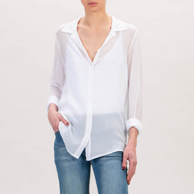 Zeroassoluto-Camicia georgette in viscosa - bianco
