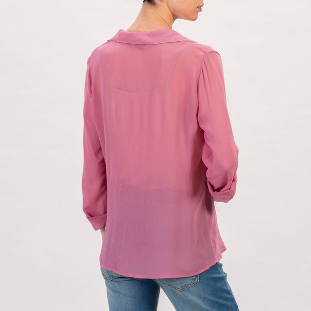 Zeroassoluto-Camicia georgette in viscosa - rose