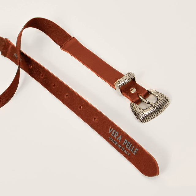 Motel-Cintura fina elastica vera pelle - cuoio