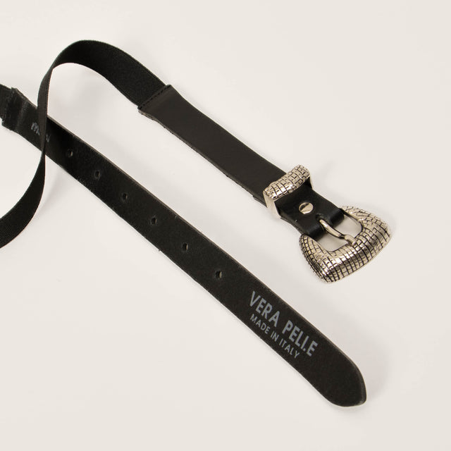 Motel-Cintura fina elastica vera pelle - nero