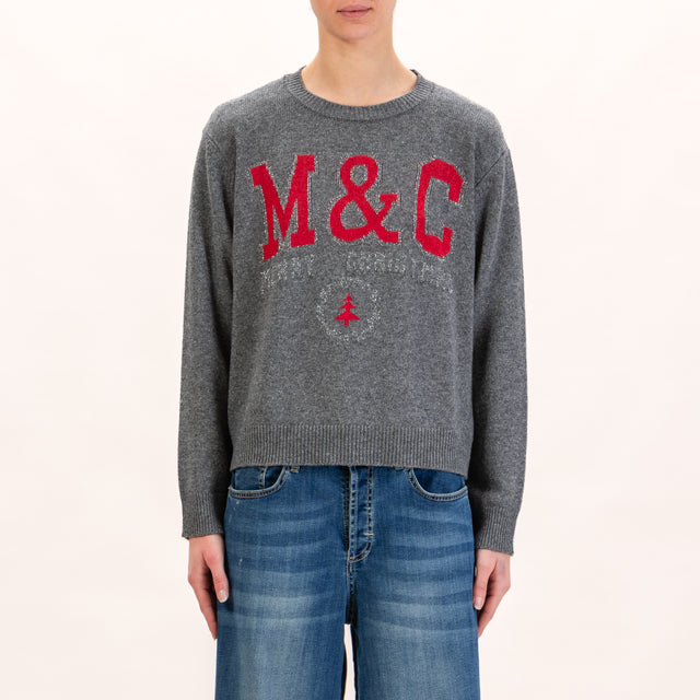 Tensione in-Maglia M & C misto cashmere in lurex - grigio/rosso/argento