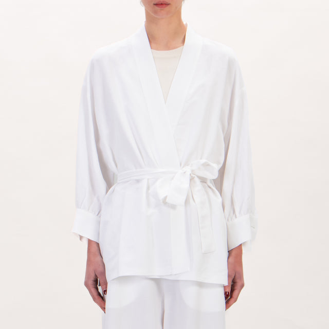 Tensione in-Giacca kimono misto lino - bianco