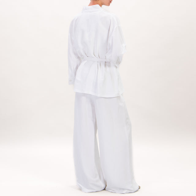 Tensione in-Giacca kimono misto lino - bianco