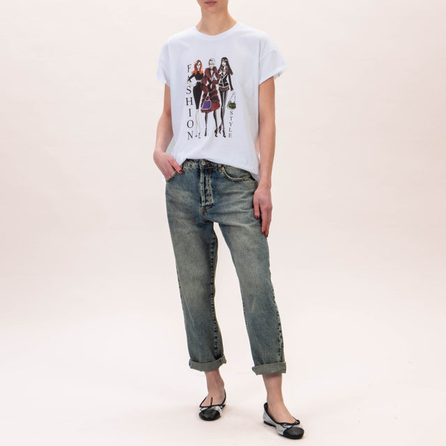 Tensione in-T-shirt stampa FASHION STYLE - bianco