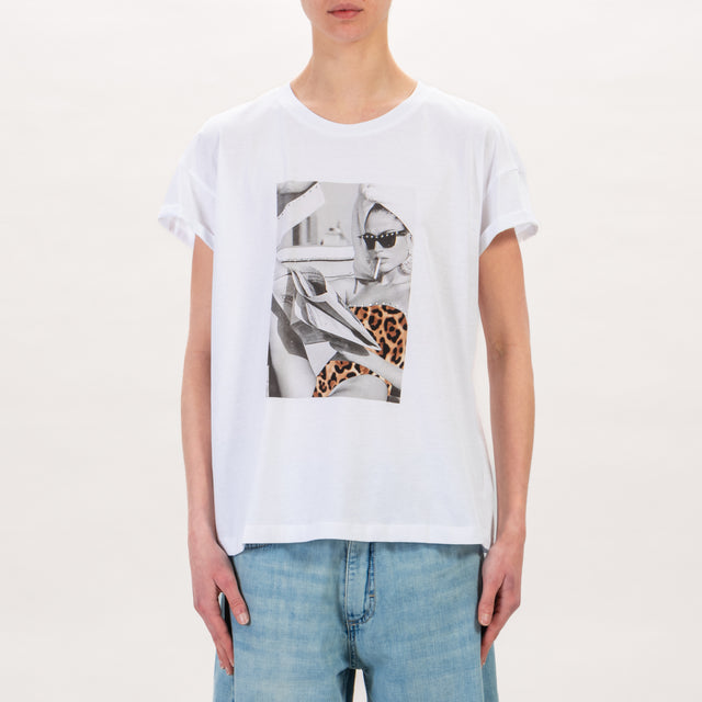 Tensione in-T-shirt con stampa - bianco