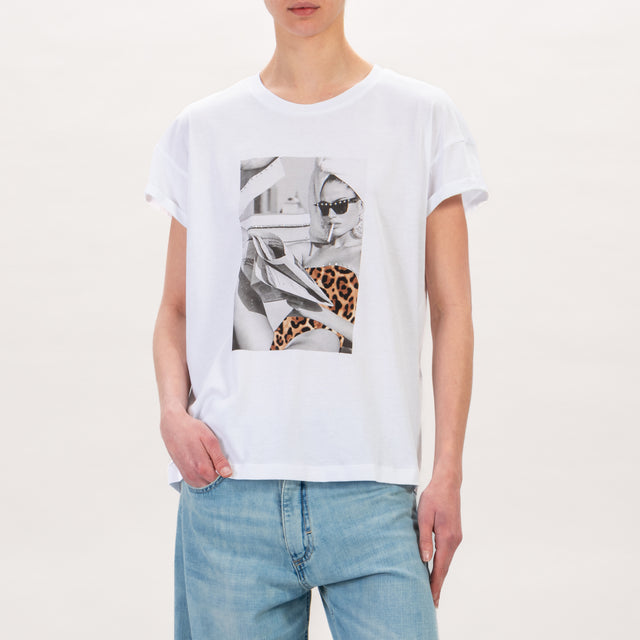 Tensione in-T-shirt con stampa - bianco