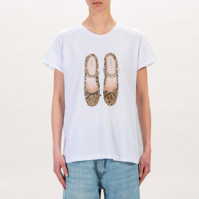 Tensione in-T-shirt scarpa maculata con strass - bianco