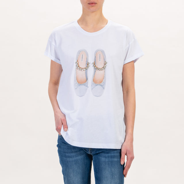 Tensione in-T-shirt ballerina con applicazioni - bianco/grigio