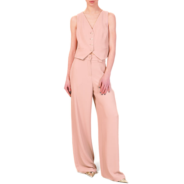 Tensione in-Completo gilet e pantalone  tessuto fluido - cipria
