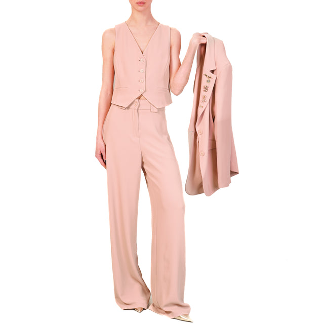Tensione in-Completo gilet e pantalone  tessuto fluido - cipria