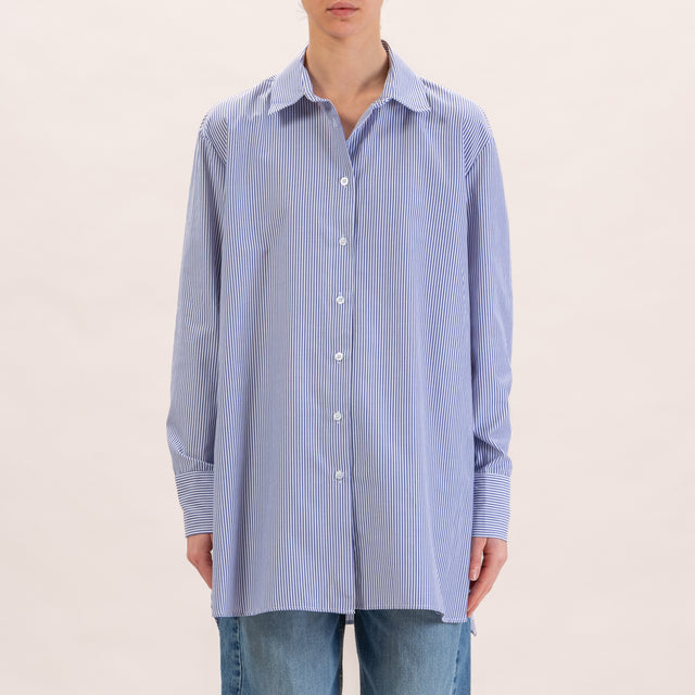 Zeroassoluto-Camicia oversize in cotone - righe bianco/blu