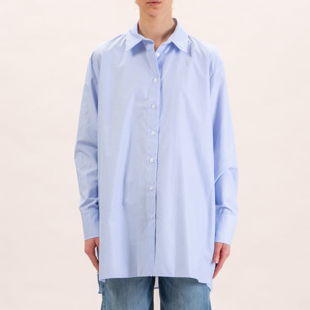 Zeroassoluto-Camicia oversize in cotone - righe fine bianco/celeste