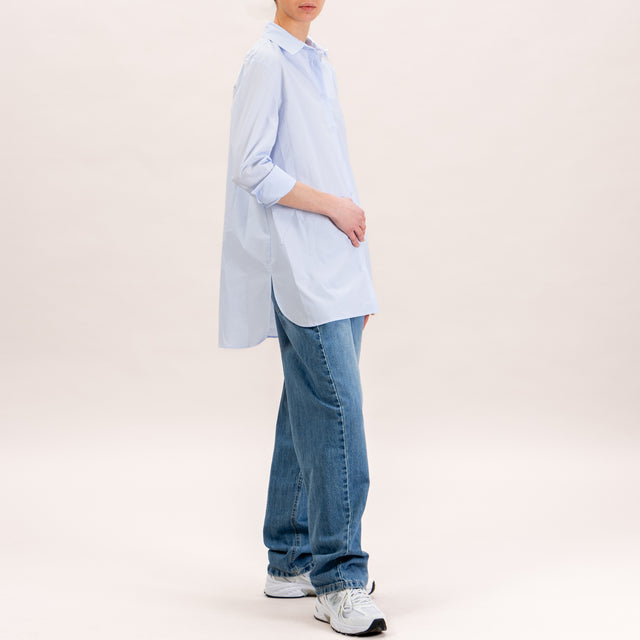 Zeroassoluto-Camicia oversize in cotone - celeste