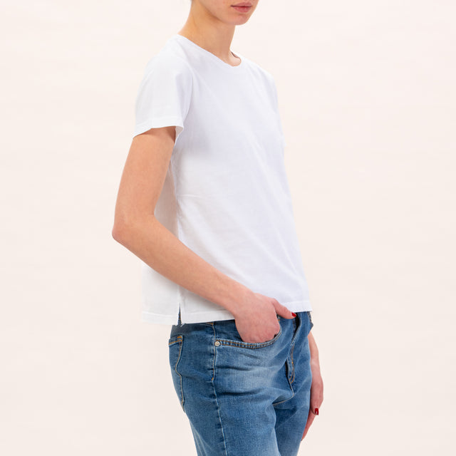 Zeroassoluto-T-shirt mezza manica spacchi laterali - bianco