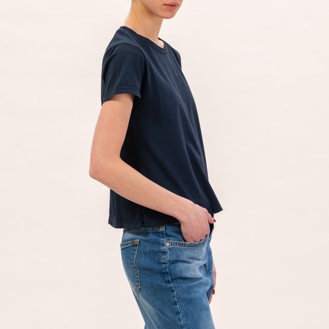 Zeroassoluto-T-shirt mezza manica spacchi laterali - blu