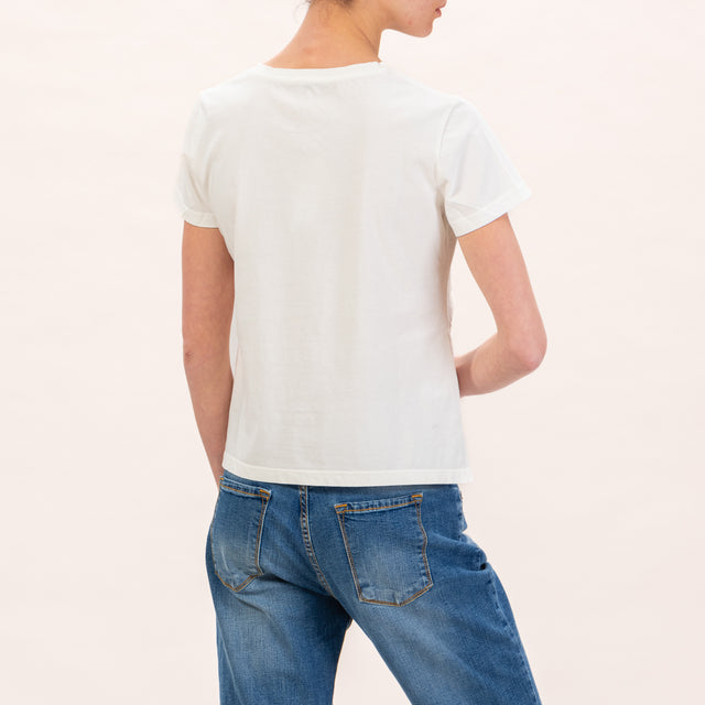 Zeroassoluto-T-shirt mezza manica spacchi laterali - burro