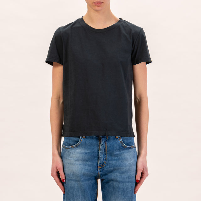 Zeroassoluto-T-shirt mezza manica spacchi laterali - nero