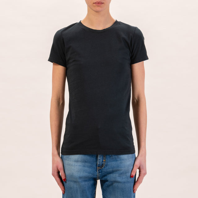 Zeroassoluto-T-shirt slimfit mezza manica - nero