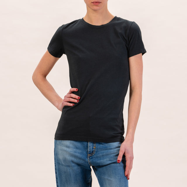 Zeroassoluto-T-shirt slimfit mezza manica - nero