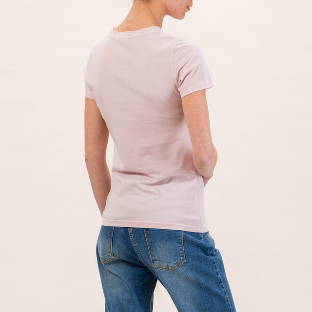 Zeroassoluto-Slimfit Half Sleeve T-Shirt - Pink