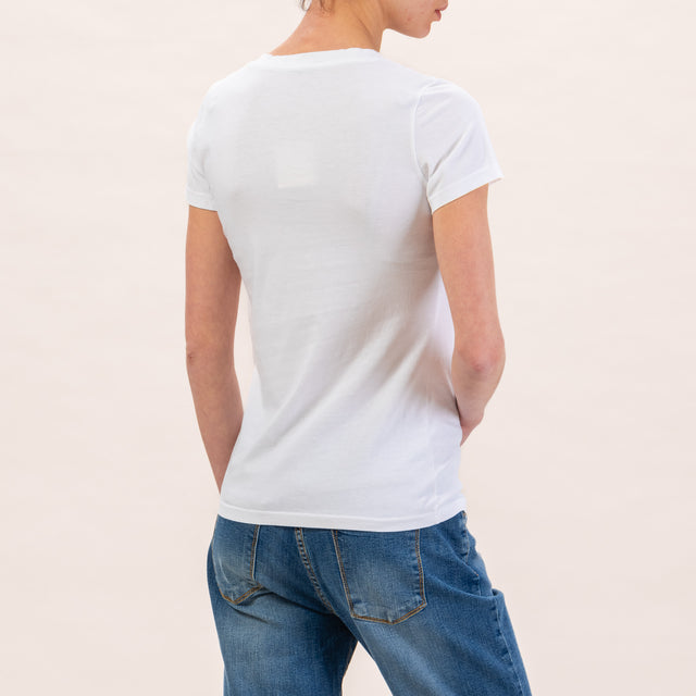 Zeroassoluto-T-shirt slimfit scollo v - bianco