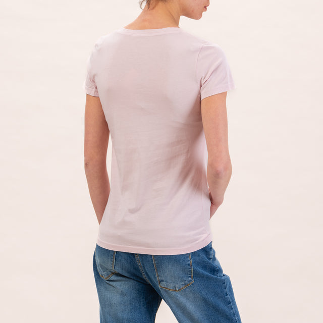 Zeroassoluto-T-shirt slimfit scollo v - rosa