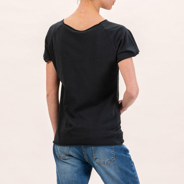 Zeroassoluto-T-shirt taglio vivo - nero