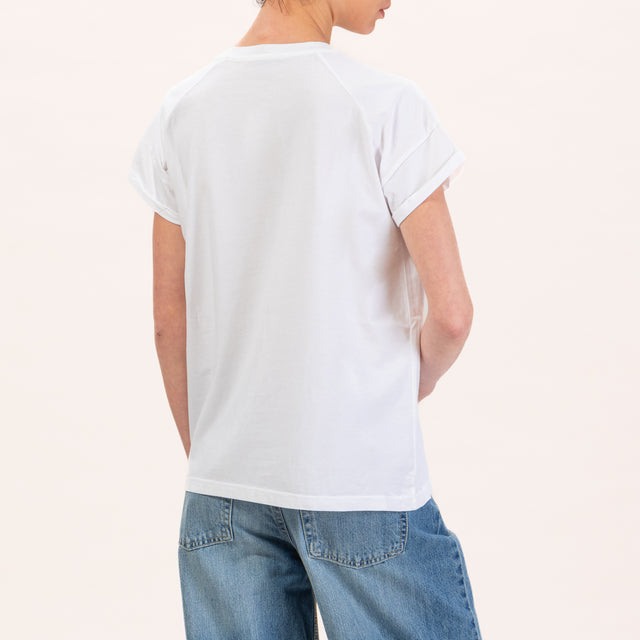 Zeroassoluto-T-shirt regular fit dettaglio gioiello - bianco